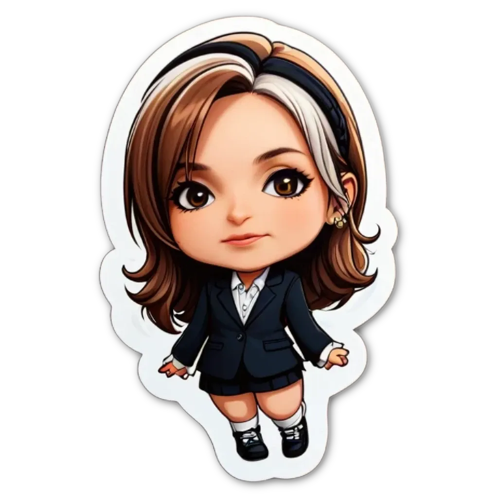 A girl that is dressed in a suit that is blue.