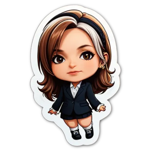 A girl that is dressed in a suit that is blue.