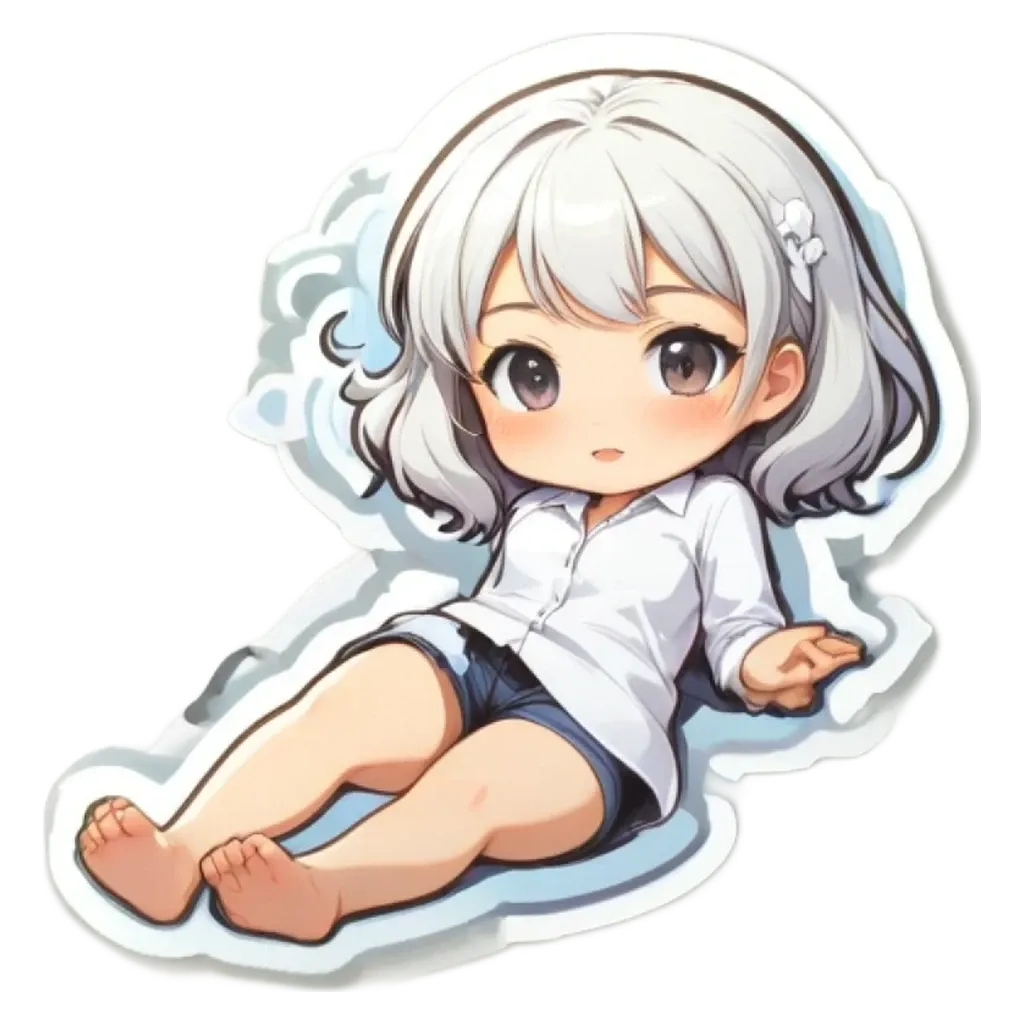 A girl is sitting on the ground and her shirt is off.