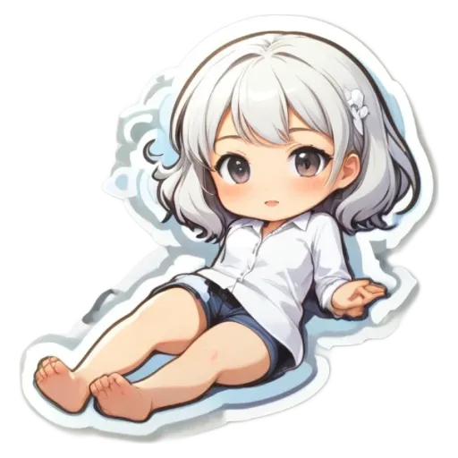 A girl is sitting on the ground and her shirt is off.