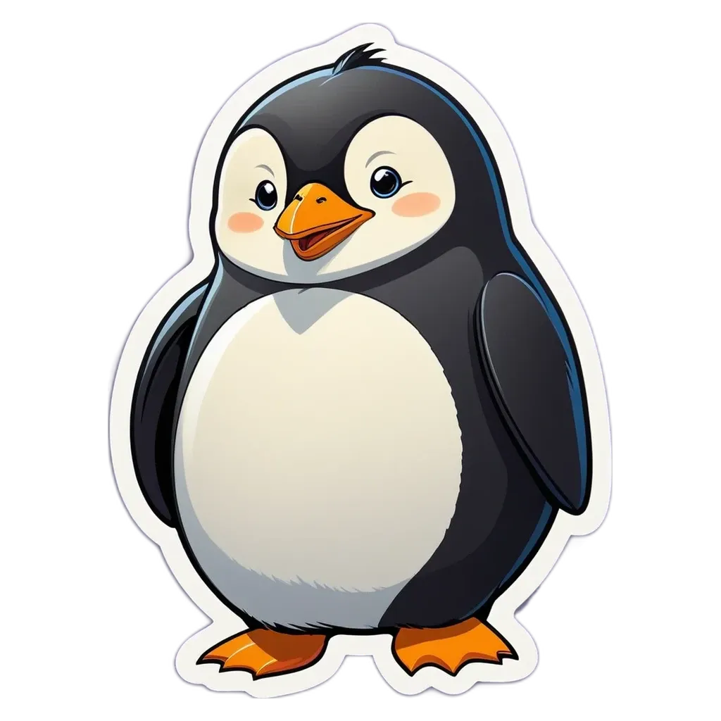 A penguin drawing is on a black background.