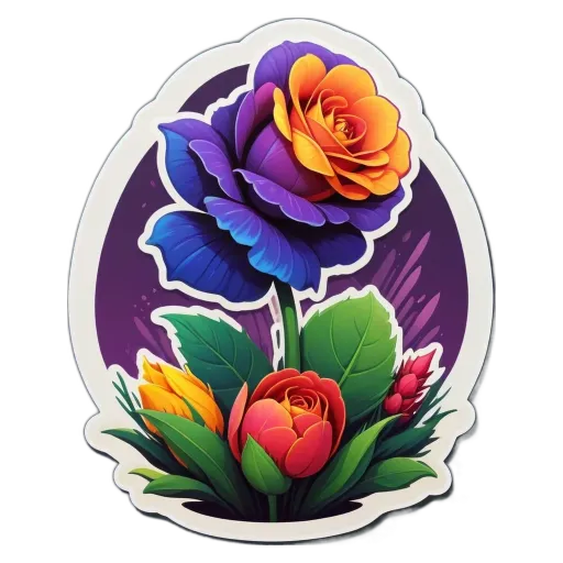 A colorful rose bouquet with purple and yellow roses.