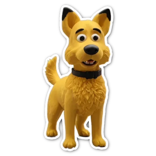A sticker of a dog that is yellow.