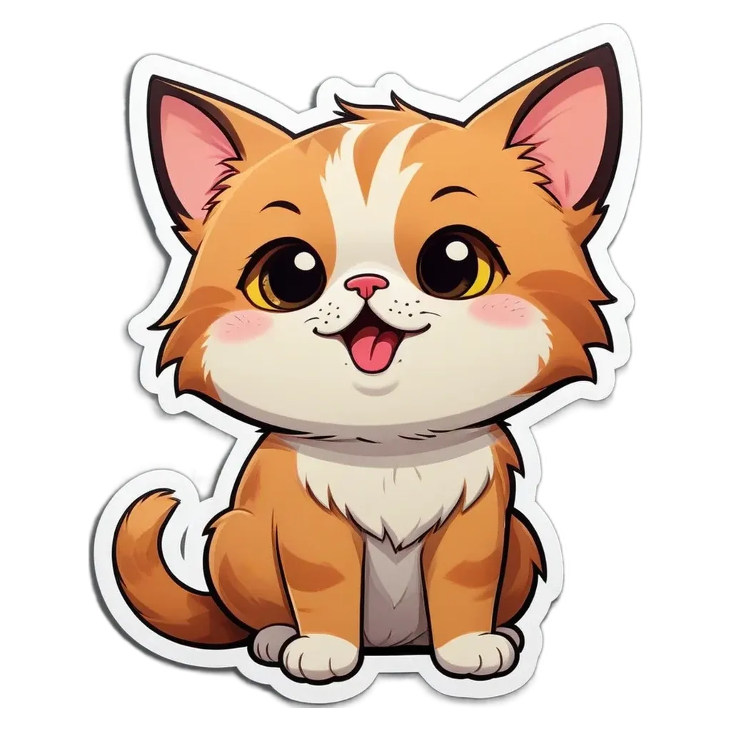 A cartoon cat with a big smile and open mouth.