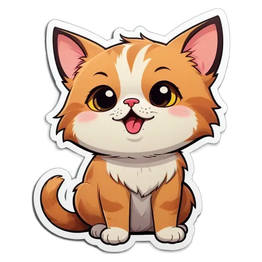 A cartoon cat with a big smile and open mouth.