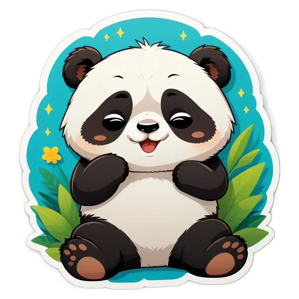 A panda bear with black and white fur and a black nose.