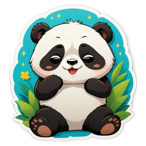 A panda bear with black and white fur and a black nose.