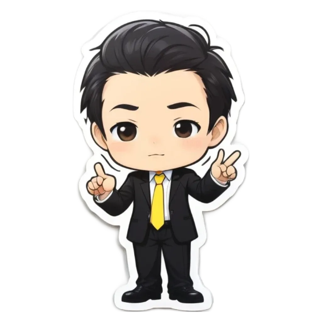 A boy wearing a suit and tie and making a peace sign.