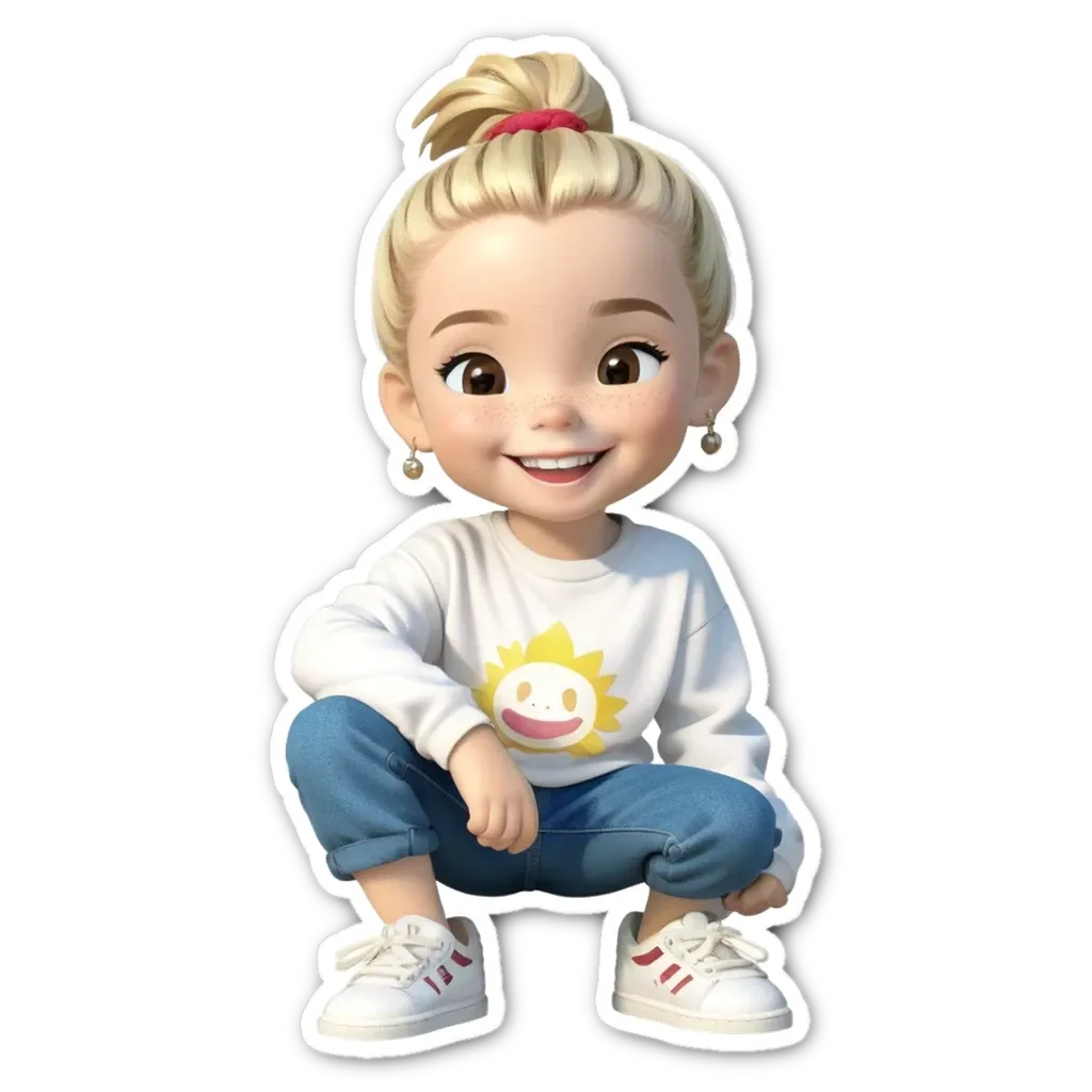 A girl is shown with a smile on her face and is wearing a sun shirt.