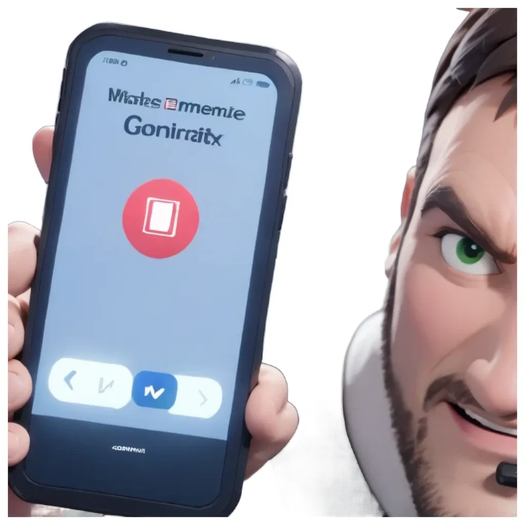 A phone with the word Gonirritx on it being held in front of someone's face.