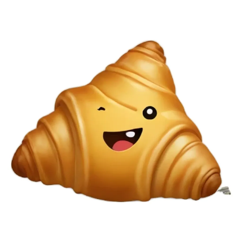 A happy face bread shape is sticker on a black background.