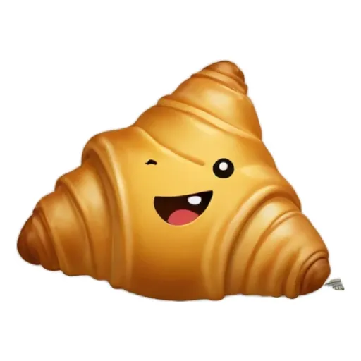 A happy face bread shape is sticker on a black background.