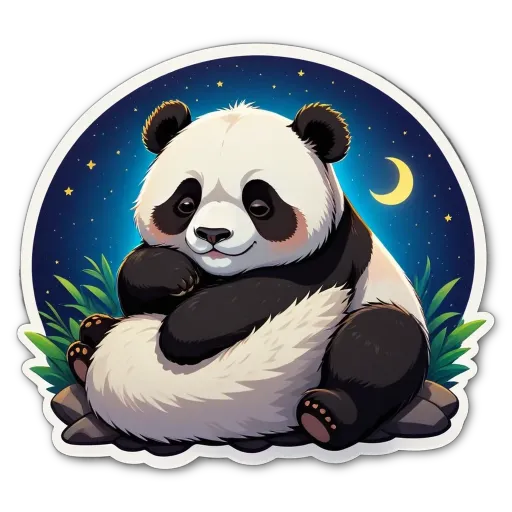 A panda bear with black and white fur is sleeping on the ground.