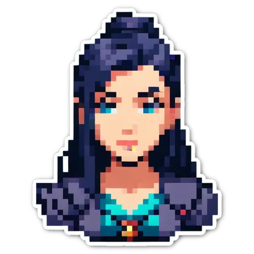 A woman is generated from a pixelated image and has blue eyes.