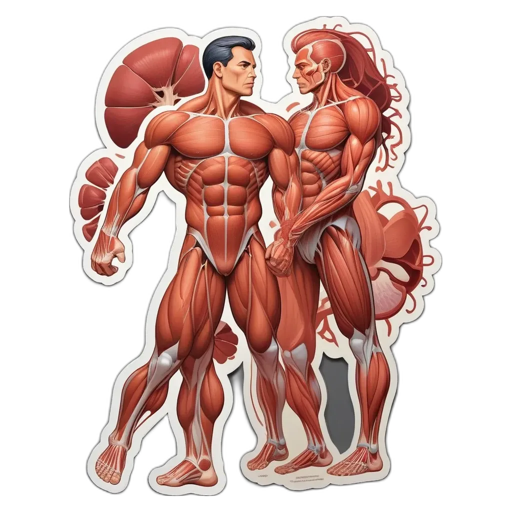 A man and a woman muscles in a picture with the words "the man muscle" and "the woman muscle".