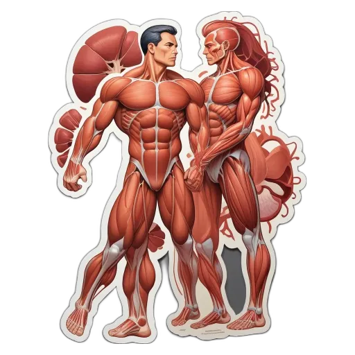 A man and a woman muscles in a picture with the words "the man muscle" and "the woman muscle".