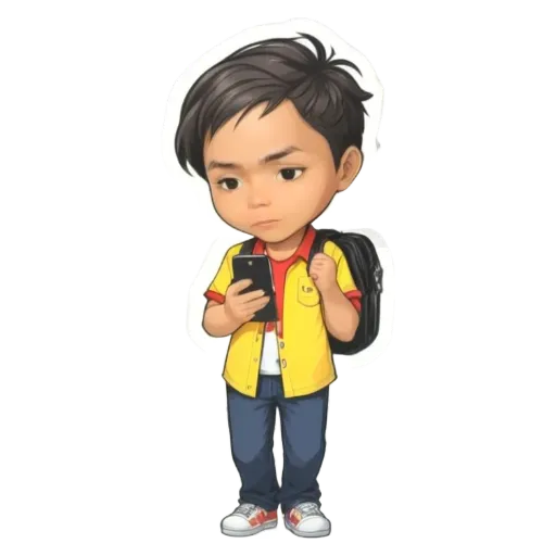 A boy looking at his phone.