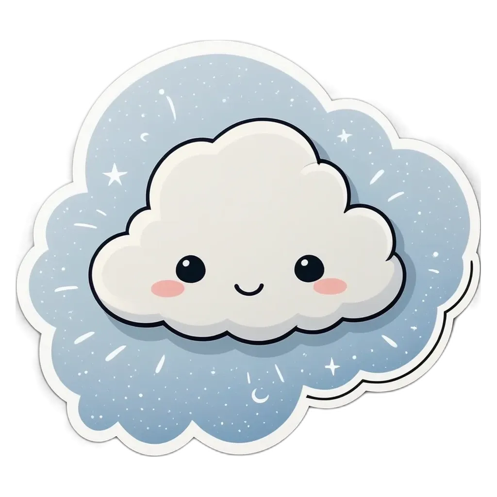 A cartoon depiction of a cloud with a smiley face.