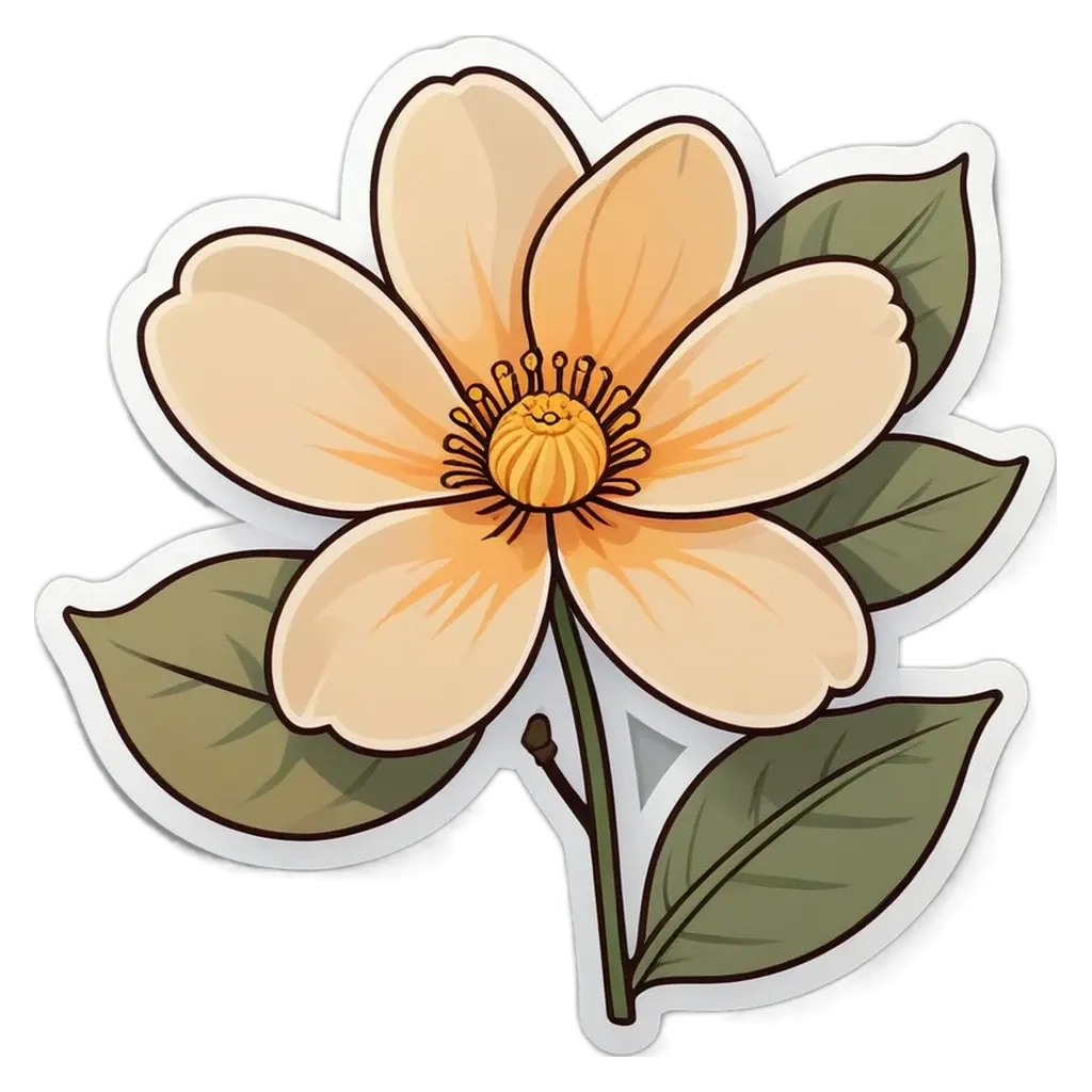 A flower with a stem and leaves that is rectangular in shape.