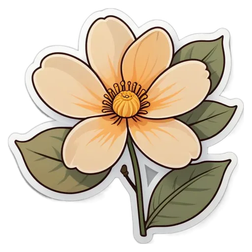 A flower with a stem and leaves that is rectangular in shape.