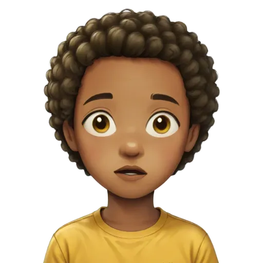 A boy looking at something with a shock of yellow hair.