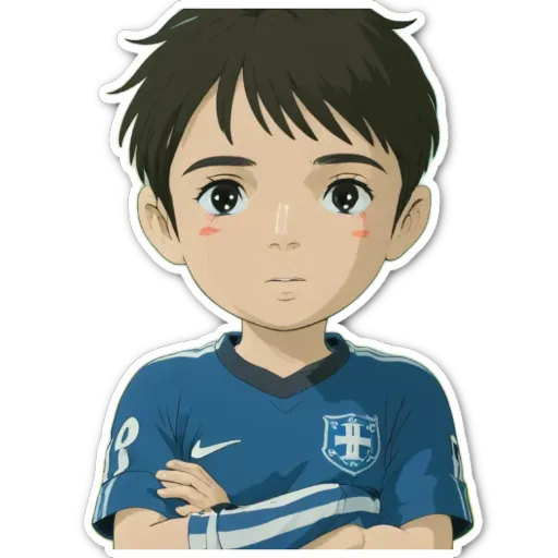 A boy wearing a blue Nike jersey.