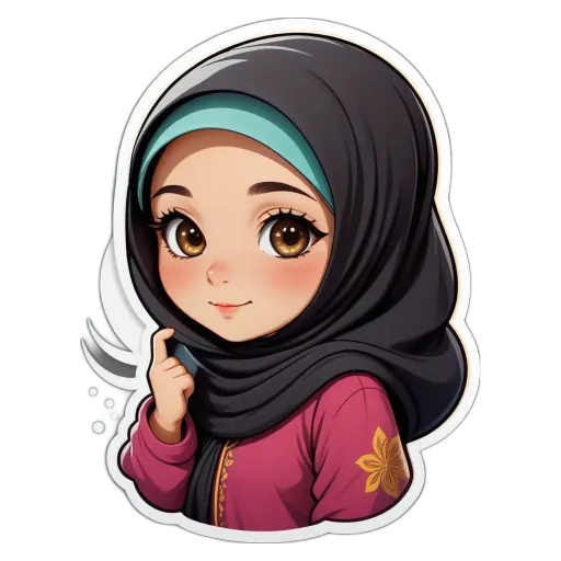 A cartoon picture of a girl wearing a head scarf.