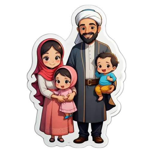 A family of four with a man, woman and children.