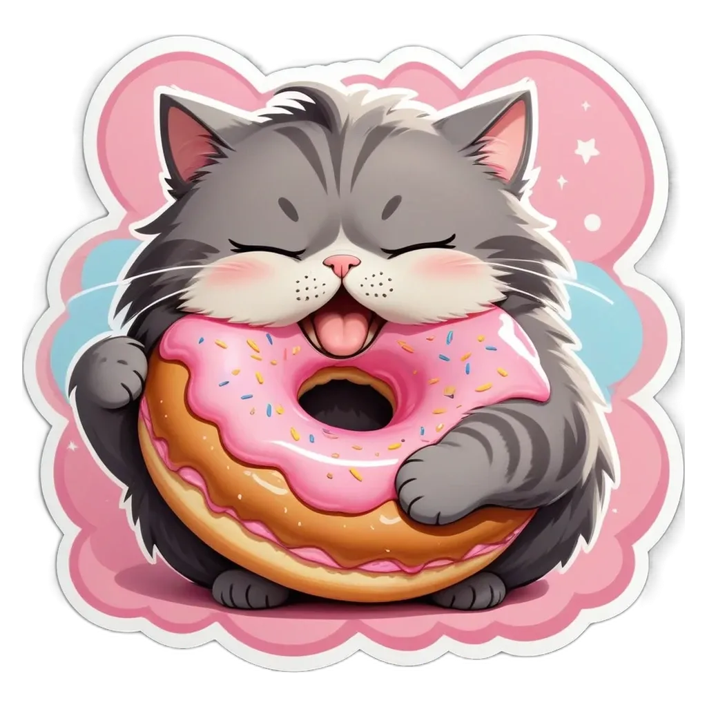 A cat eating a doughnut.