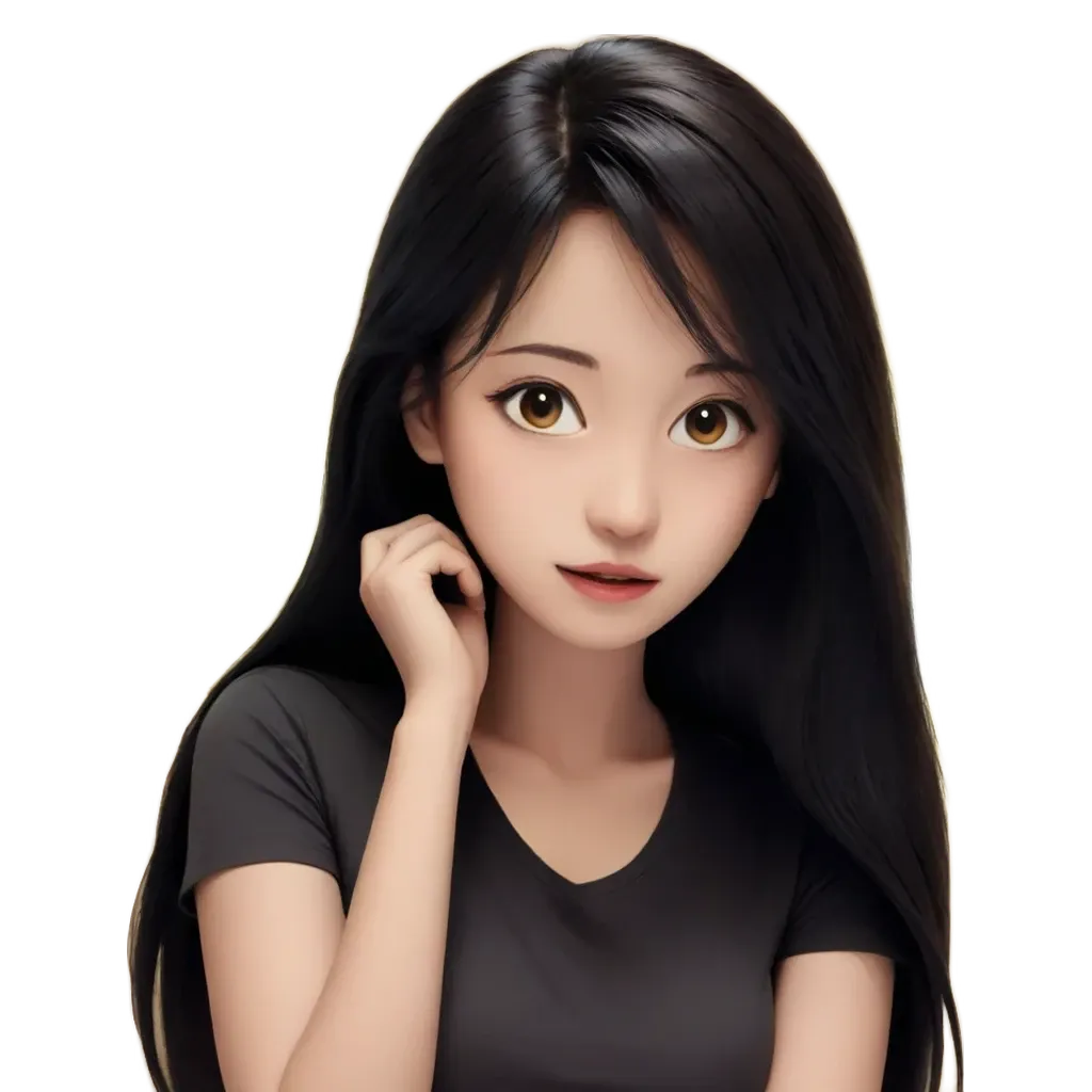 A girl looking down with her hand on her face.