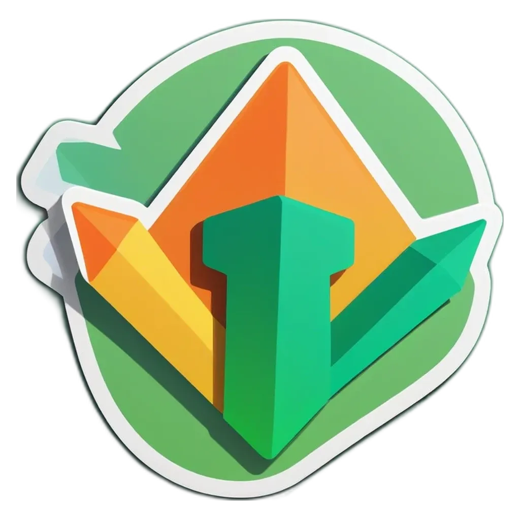 A green, yellow and orange triangle with the number 1 on it.