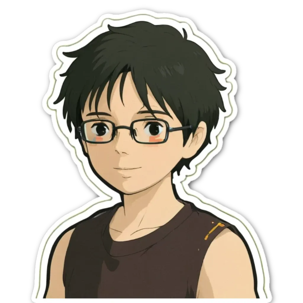 A boy wearing glasses and a black shirt.