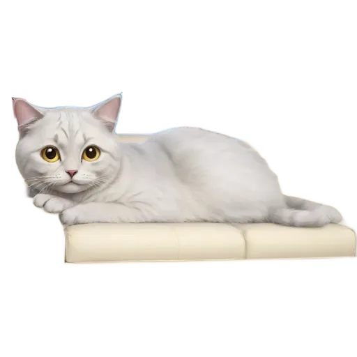 A cat is laying on a cushion.