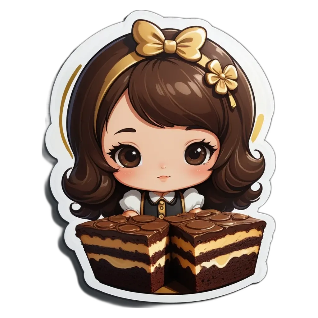 A girl with a bow in her hair is holding a piece of cake.