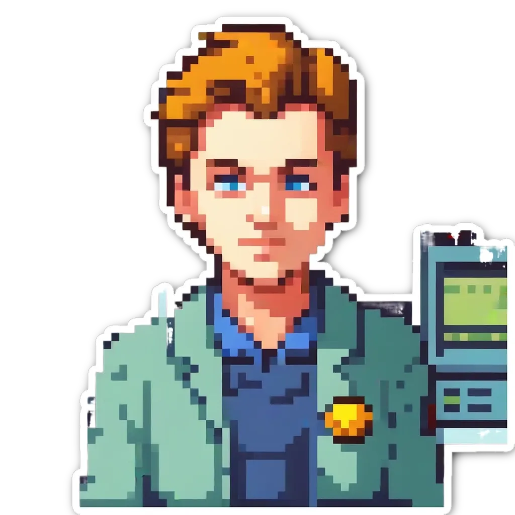 A sticker of a man with a badge that says 'police'.