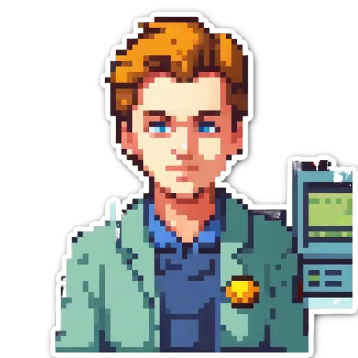 A sticker of a man with a badge that says 'police'.