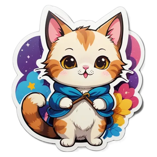 A cartoon cat wearing a blue jacket is standing up.