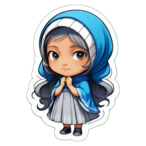 A girl with a blue scarf is looking down with her hands on her face.