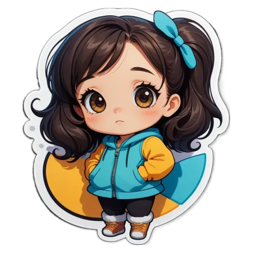 A girl with a blue jacket standing with her hands in her pockets.