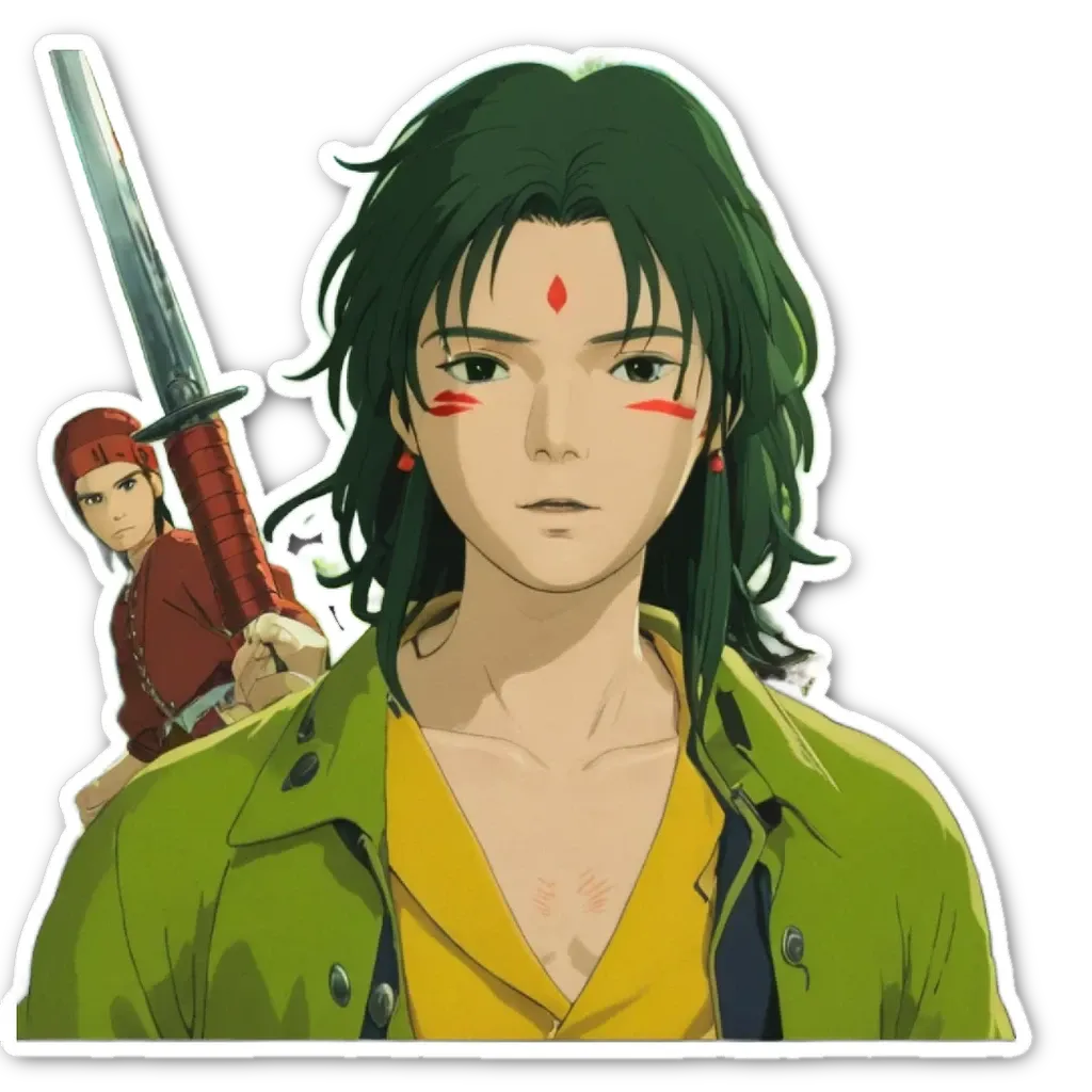 A boy and girl holding a sword in a picture.