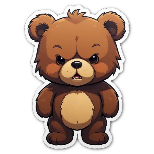 A cartoon bear with a black background and red eyes.