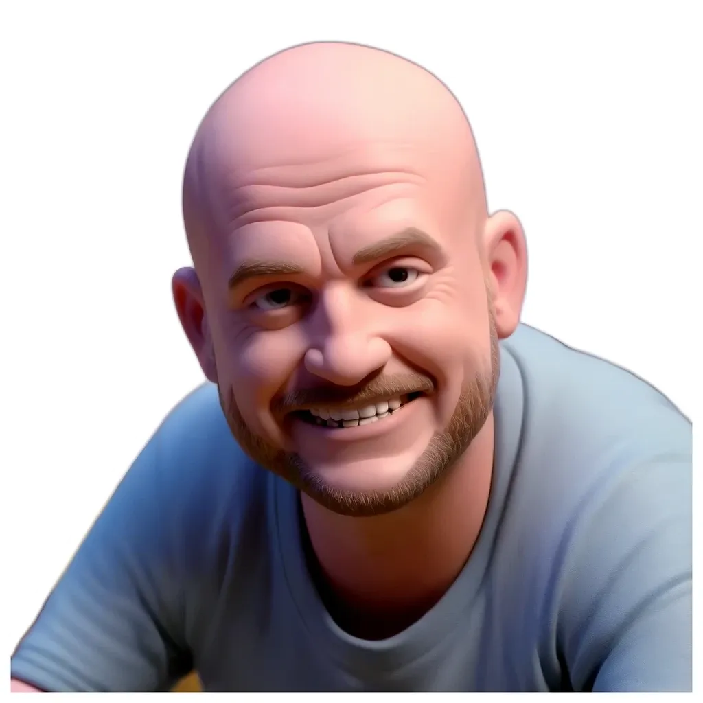 A white man with a beard and no hair.