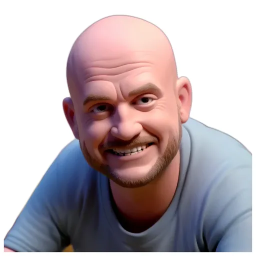 A white man with a beard and no hair.