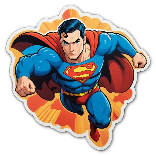 A cartoonish drawing of superman flying through the air.