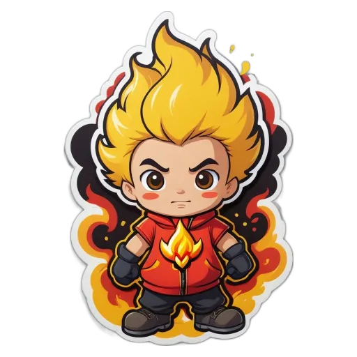 A boy is standing in front of a fire with a fire breathing dragon in front of him.
