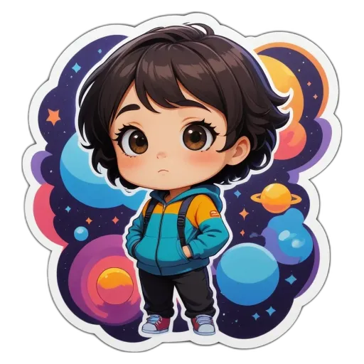 A girl is standing in space with her backpack on.