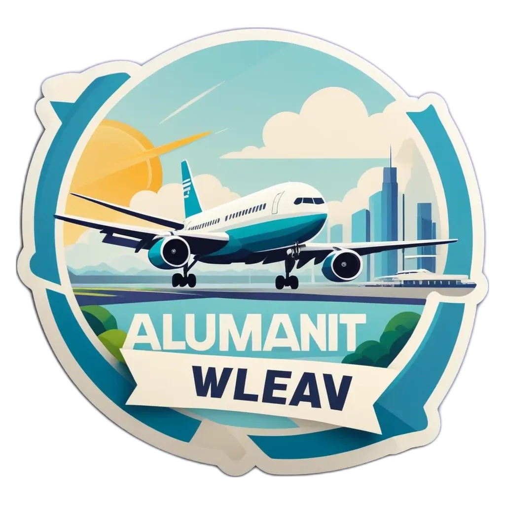 Alumini WLEAV is a sticker that is blue and white.