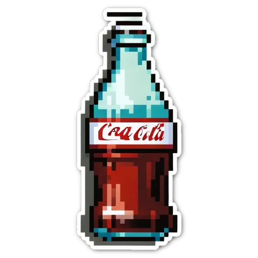 Pebble game logo for coca cola in white and red colors.