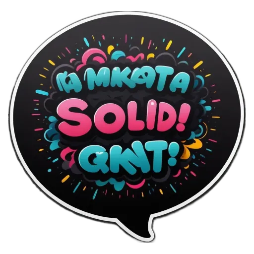 A sticker that says Amikata Solidgn! on a black background.