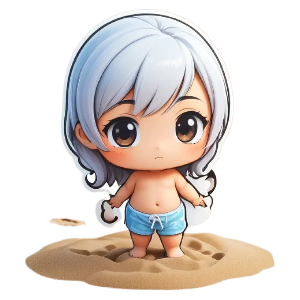 A girl is standing on the beach in a bathing suit.